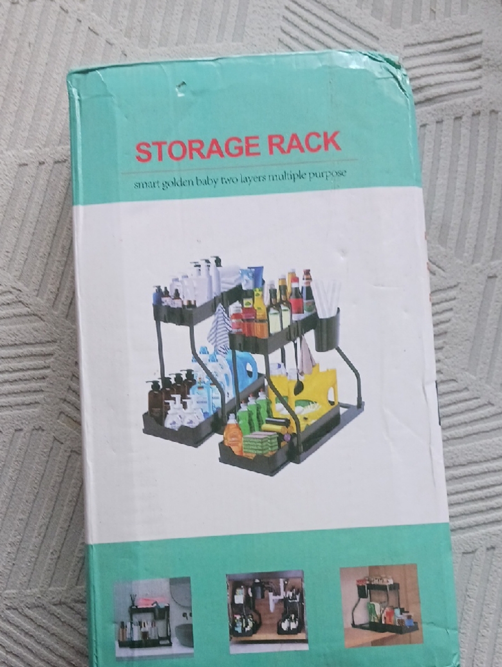 Storage Rack Two-Tier Undersink Organizer in Black - Compact Home Storage